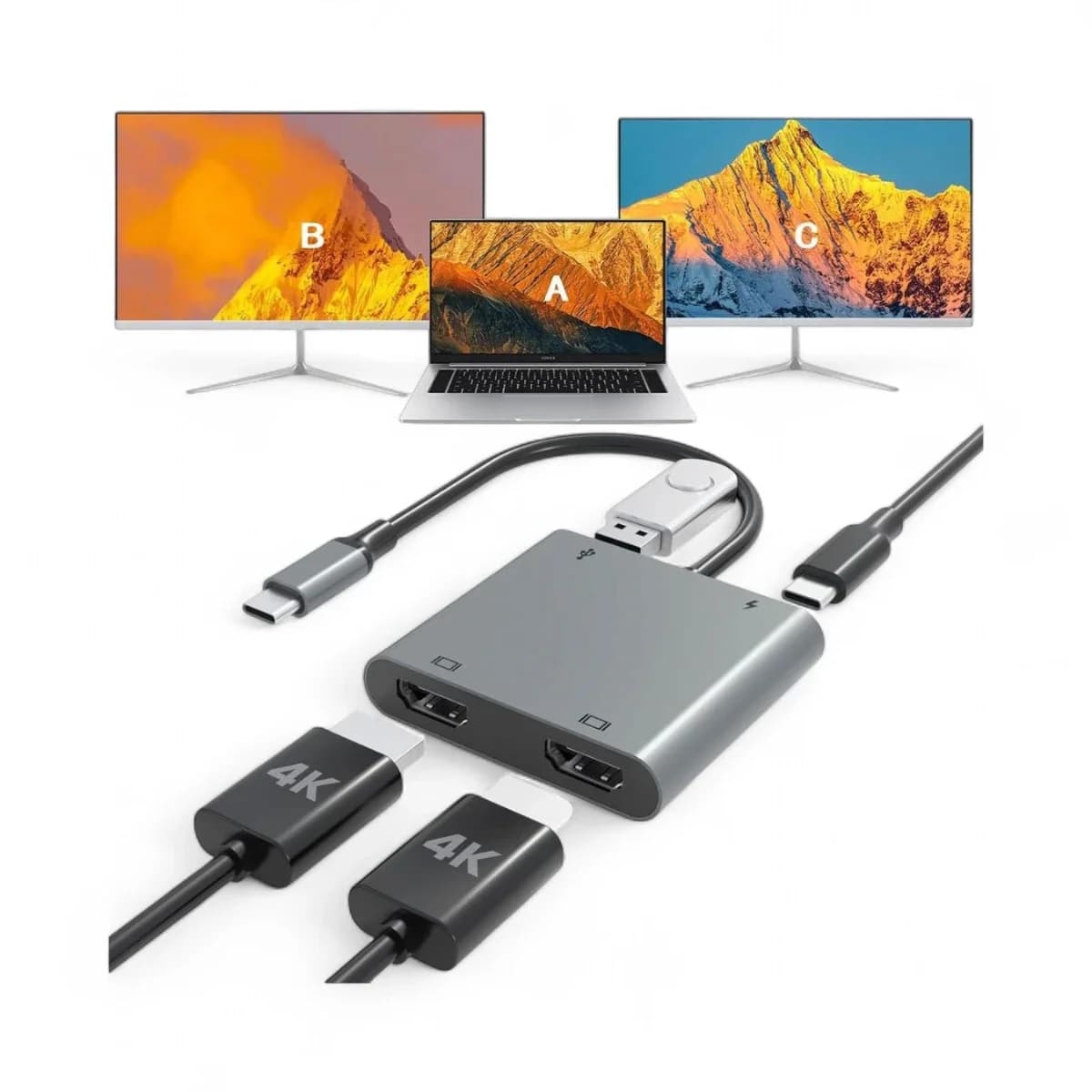 USB-C Dual Monitor Extender Adapter