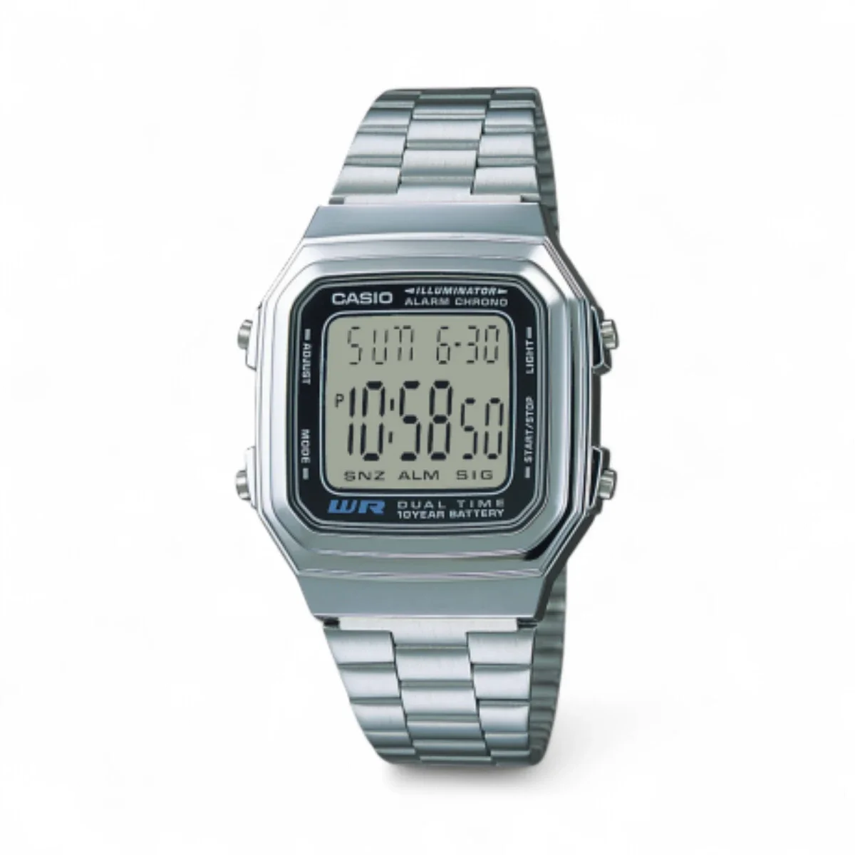 Casio A178WA-1ACR Digital Watch Stainless Steel Band