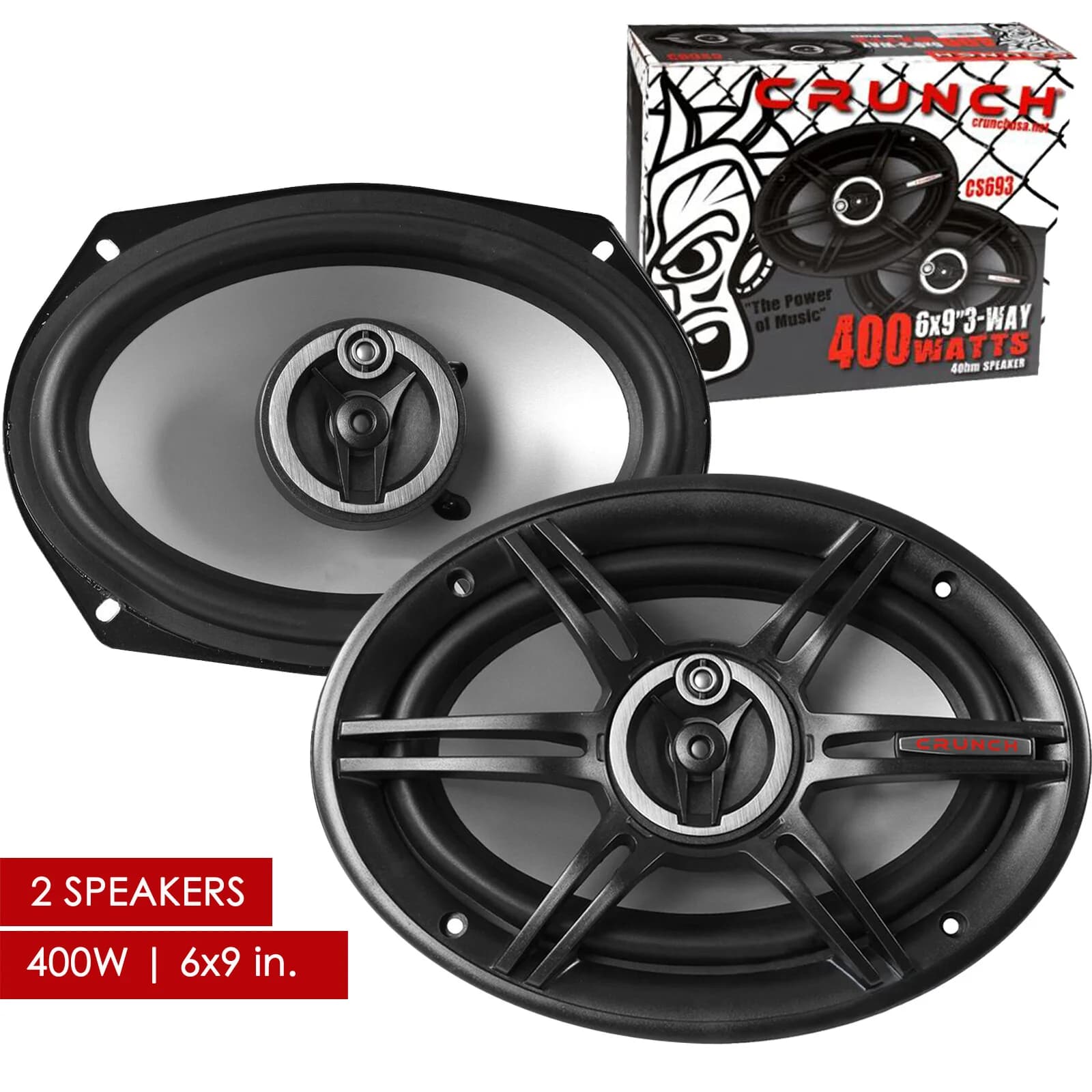 CRUNCH 6x9" 400W 3-Way Car Speakers (2 Speakers)!