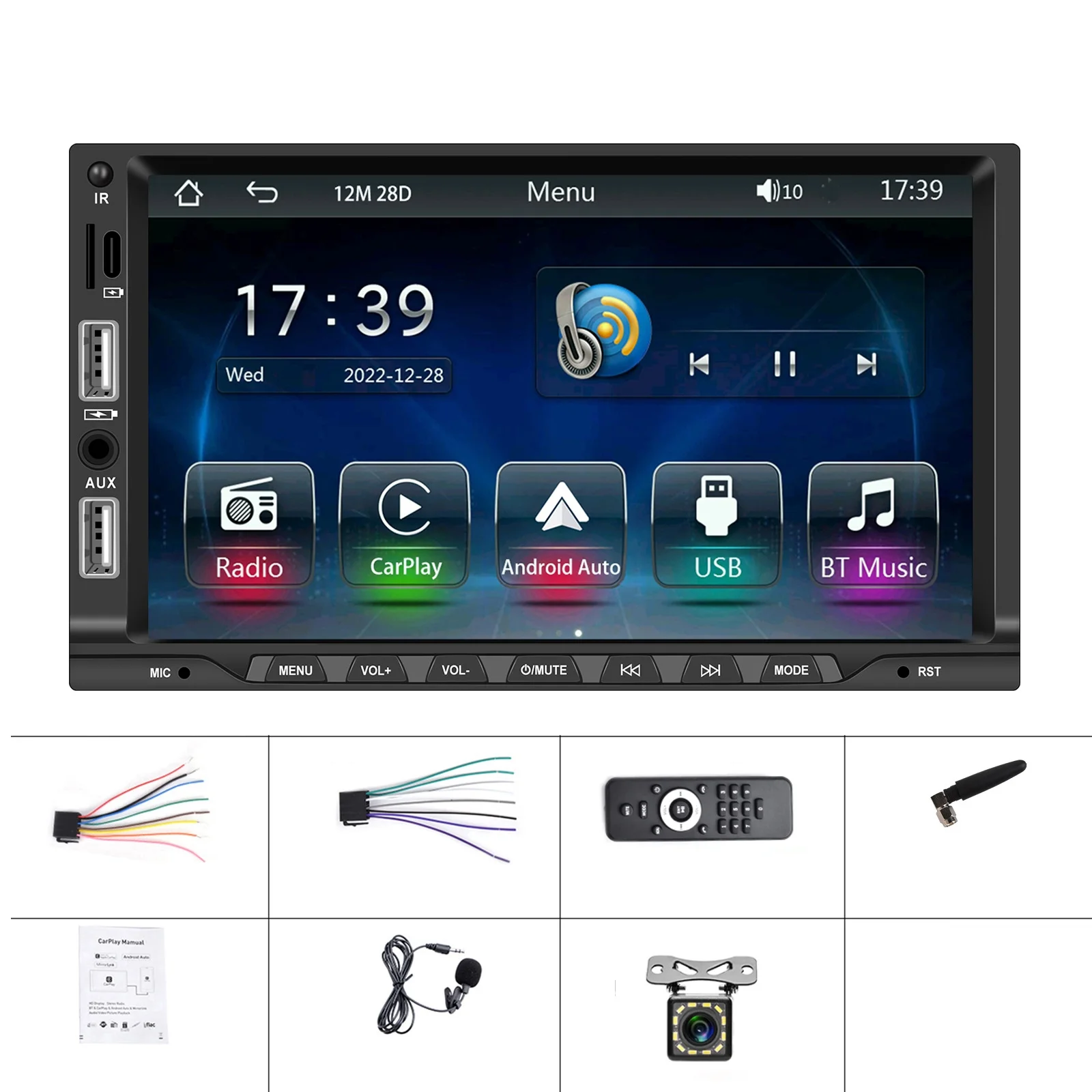 Double Din BlueTooth Car Stereo + Reverse Cam!