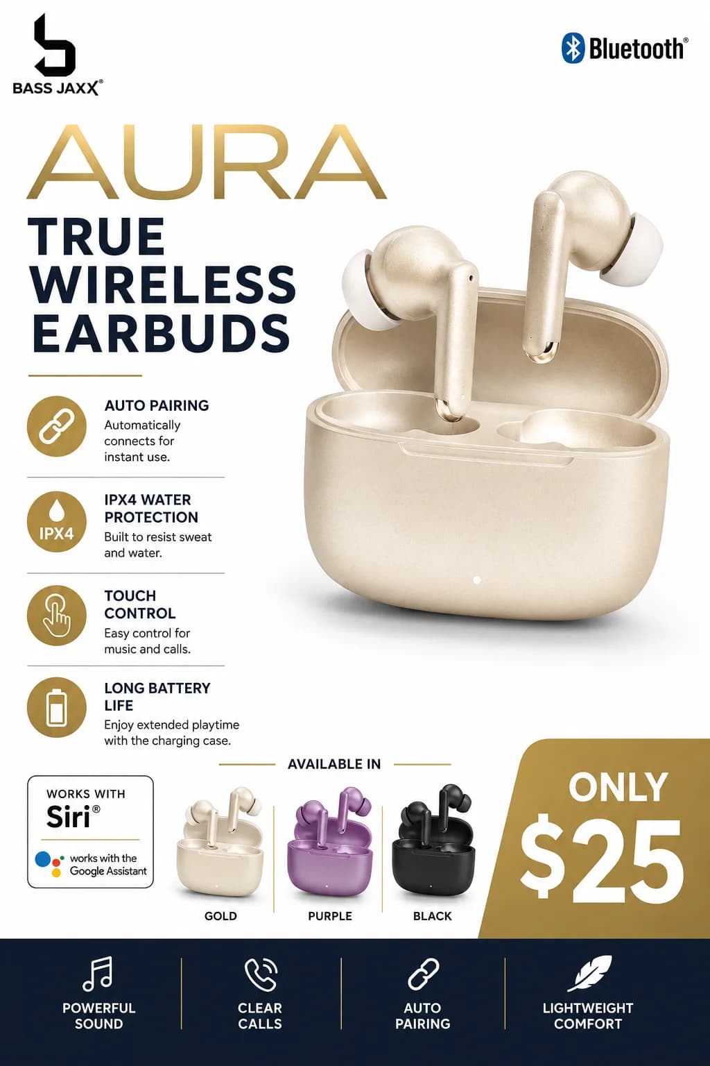 Bass Jaxx Aura True Wireless Earbuds