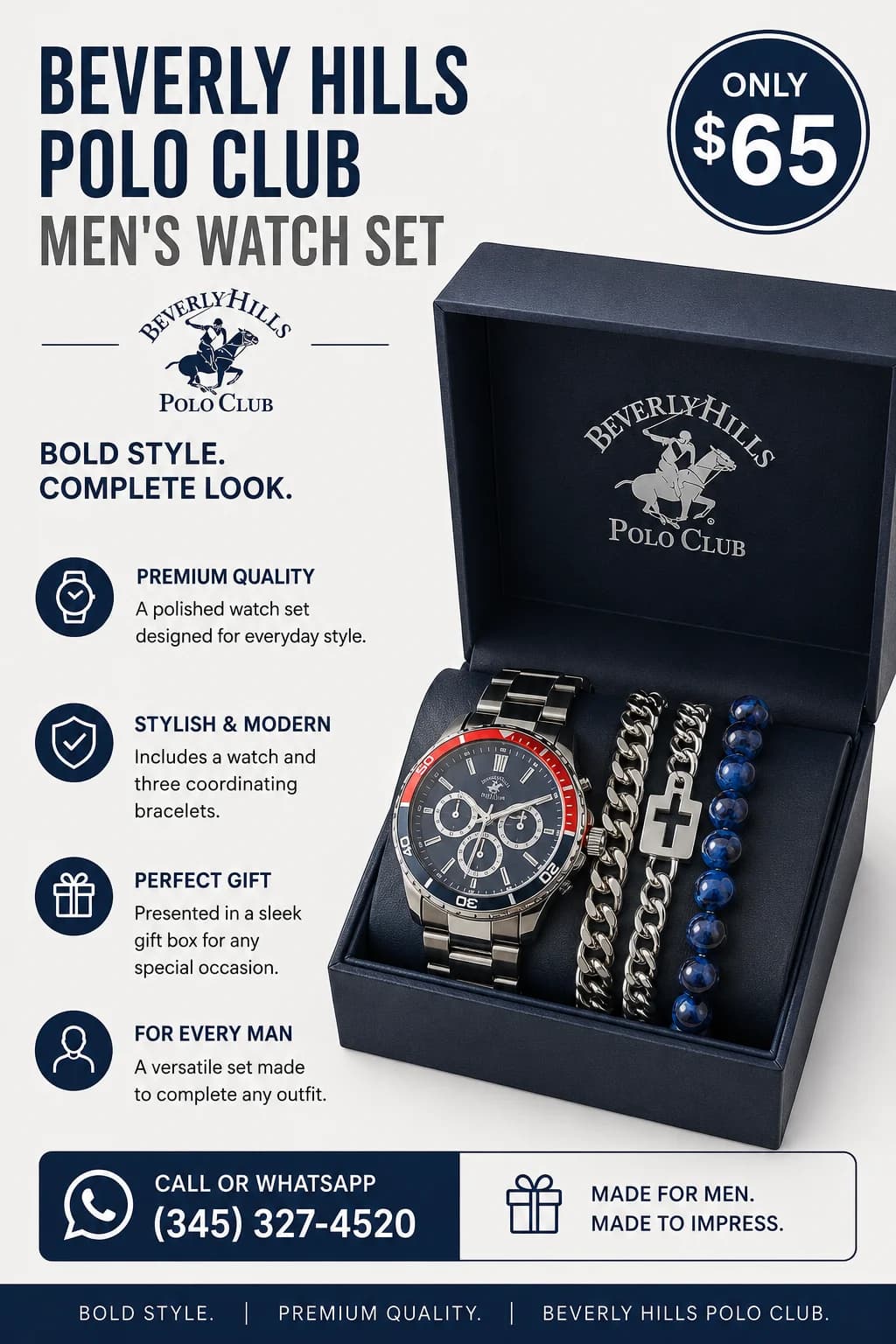 Beverly Hills Polo Club Men’s Watch Set