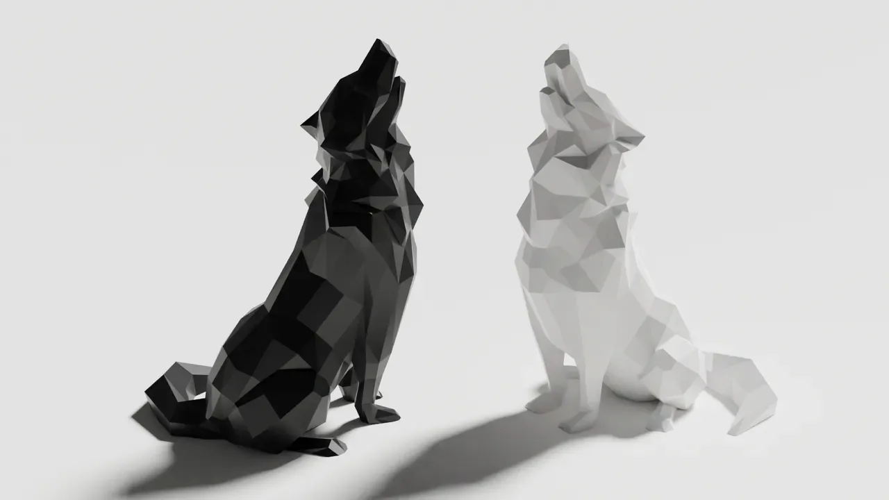 Low-Poly Wolf 3D Printed Figurine