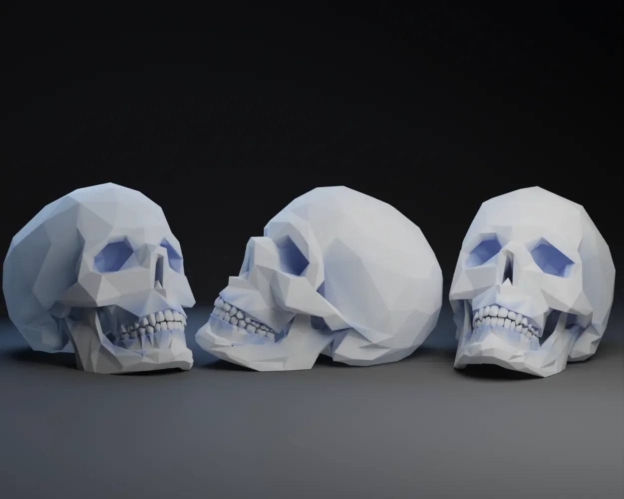Low-Poly Skull 3D Printed Figurine