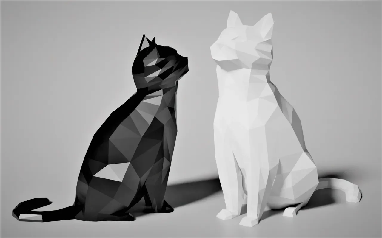 Low-Poly Cat 3D Printed Figurine