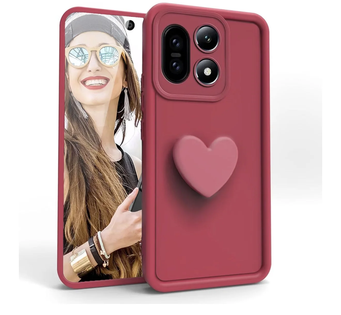 OnePlus 15 5G 3D Love Heart Silicone Phone Case