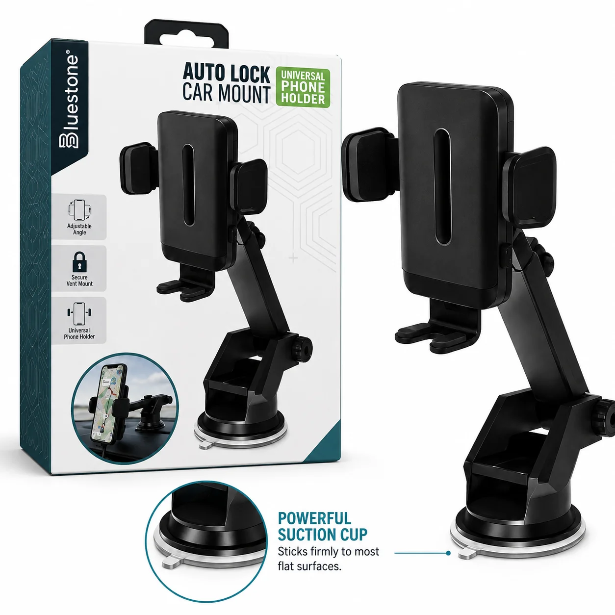 Bluestone Auto Lock Car Mount – Universal Phone Holder