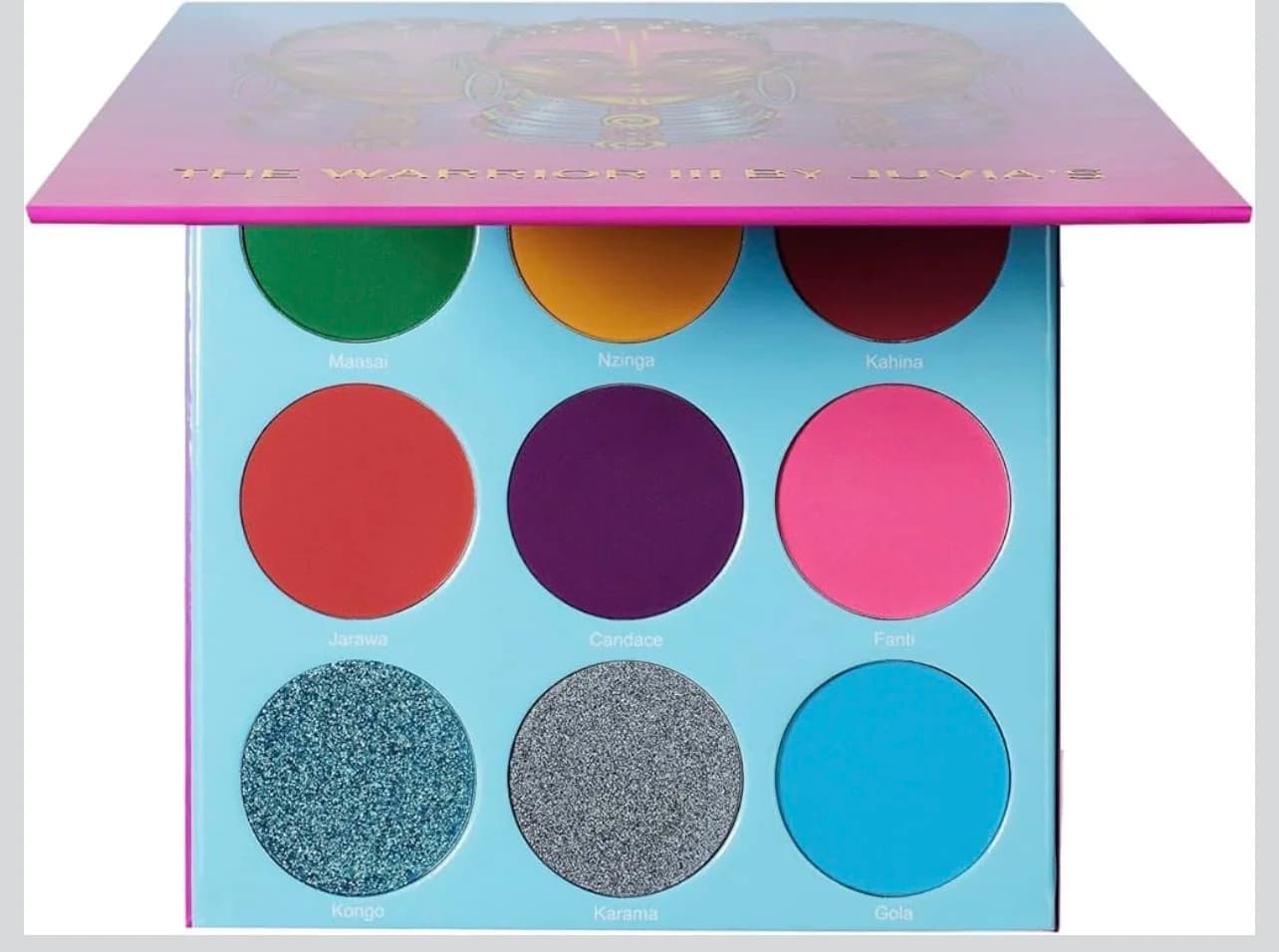Juvia's Place Palette The Warrior III - Deep Emerald Green, Red, Violet, Cerulean Blue, Shades of 9, Pigmented Makeup Palette Eye Color & Shine