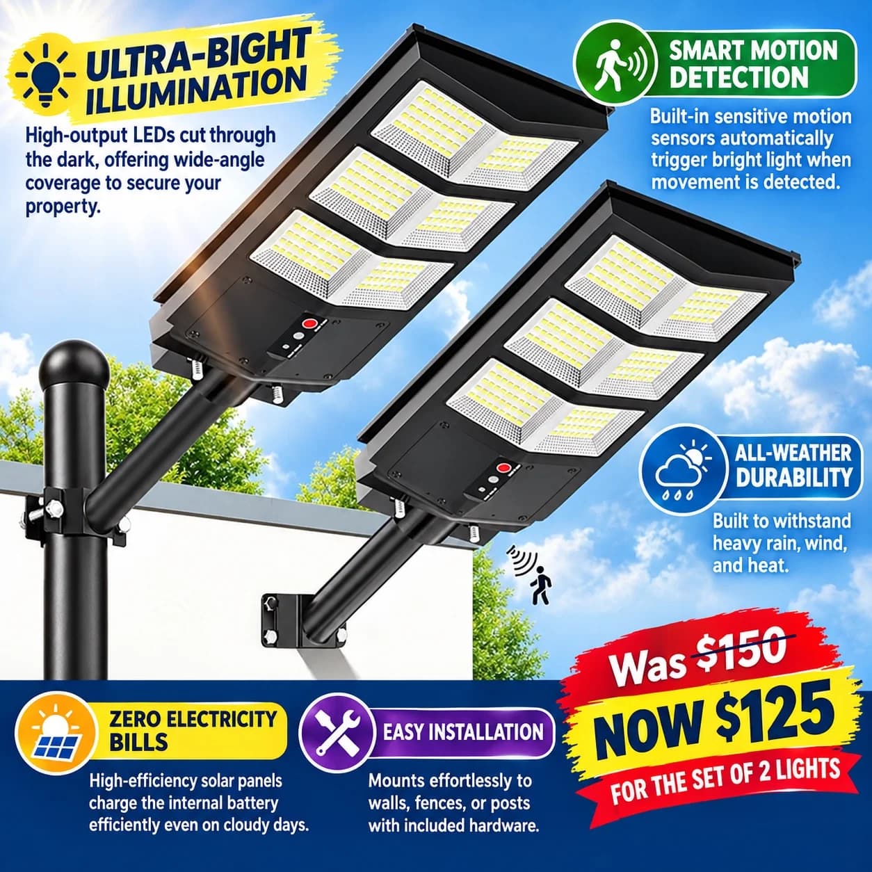 Solar Security Lights - 2 pack