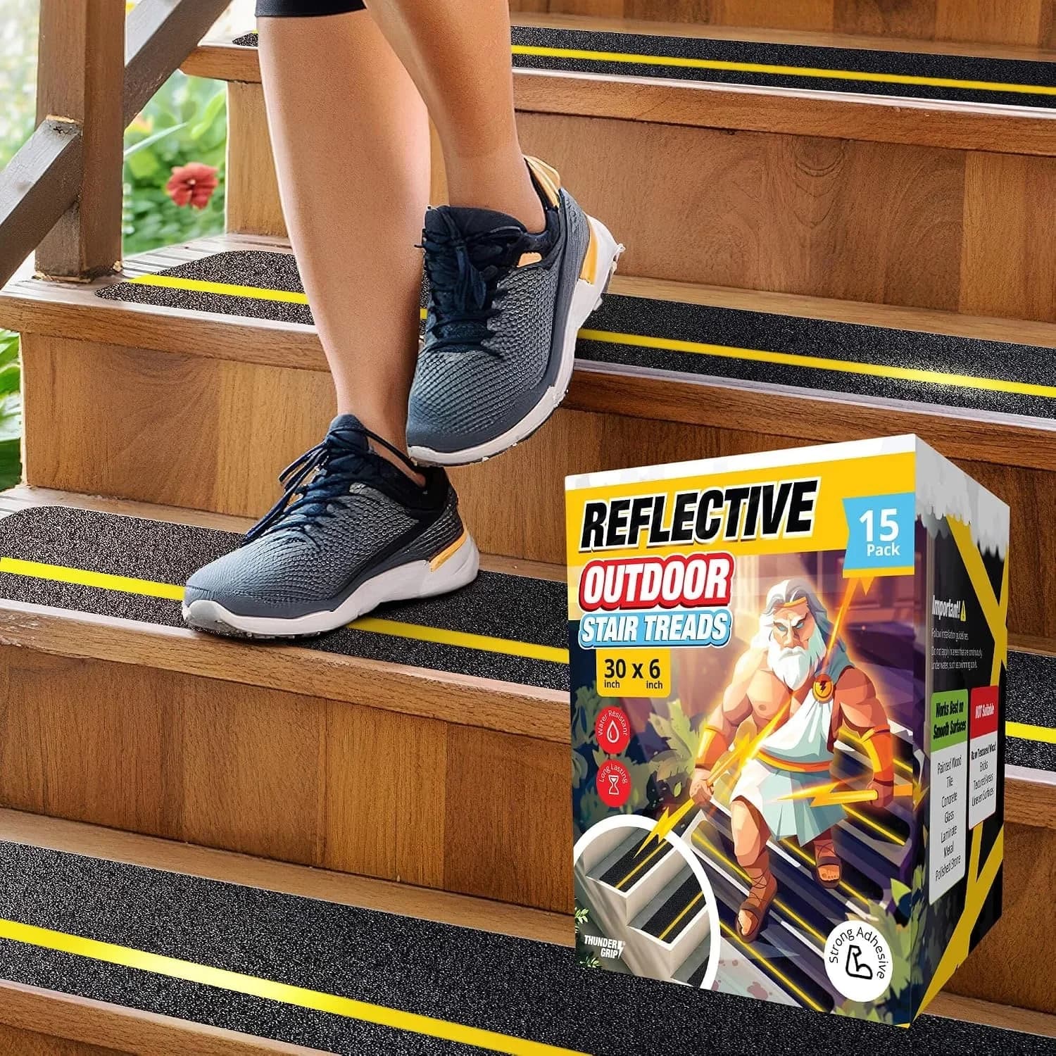 Thunder Grip Reflective Stair Grip Tape 30 x 6 in 15-Pack