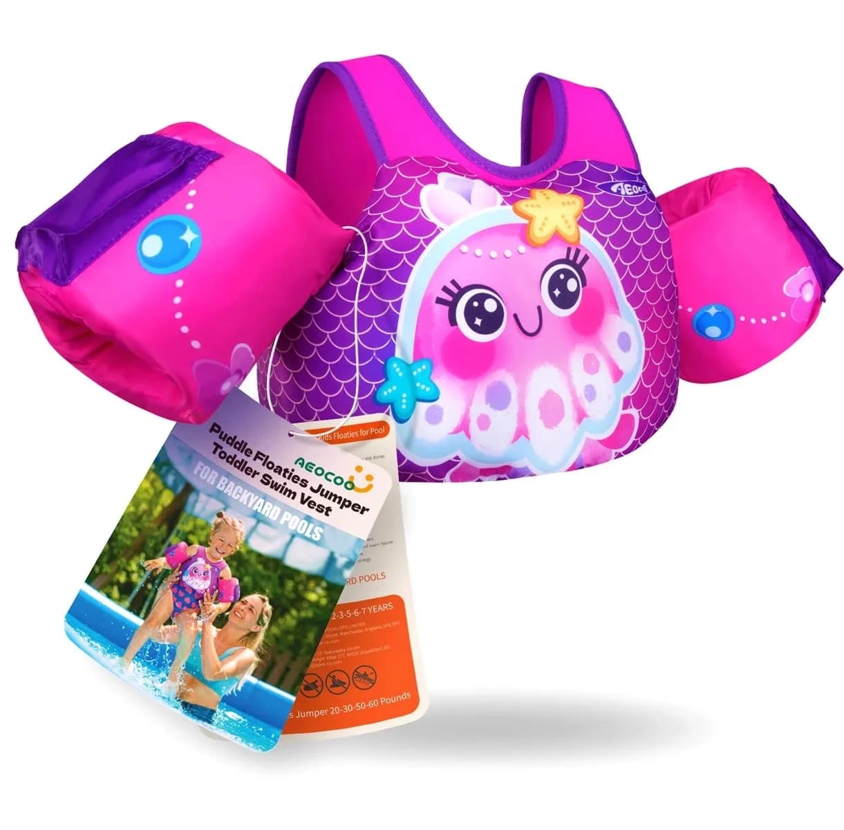 AEOCOO Toddler Swim Vest 20–30 lb Seajelly