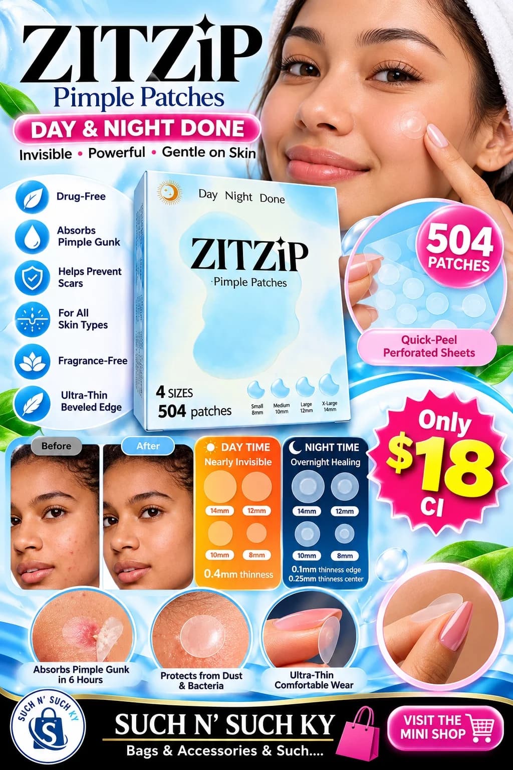 ZITZIP Pimple Patches 504-Count Day & Night Set