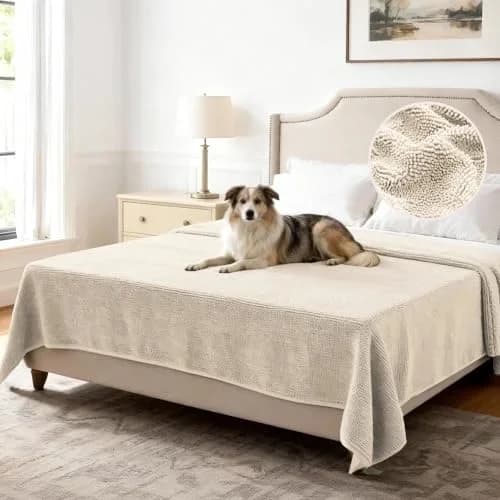 Chenille Pet Couch Cover Ivory 62 x 82 in