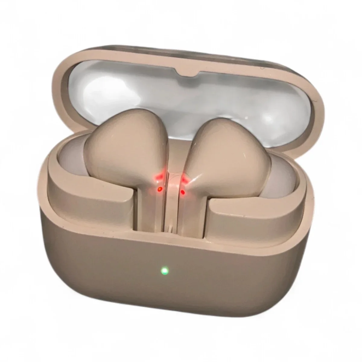 True Wireless Earbuds with Beige Translucent-Lid Case