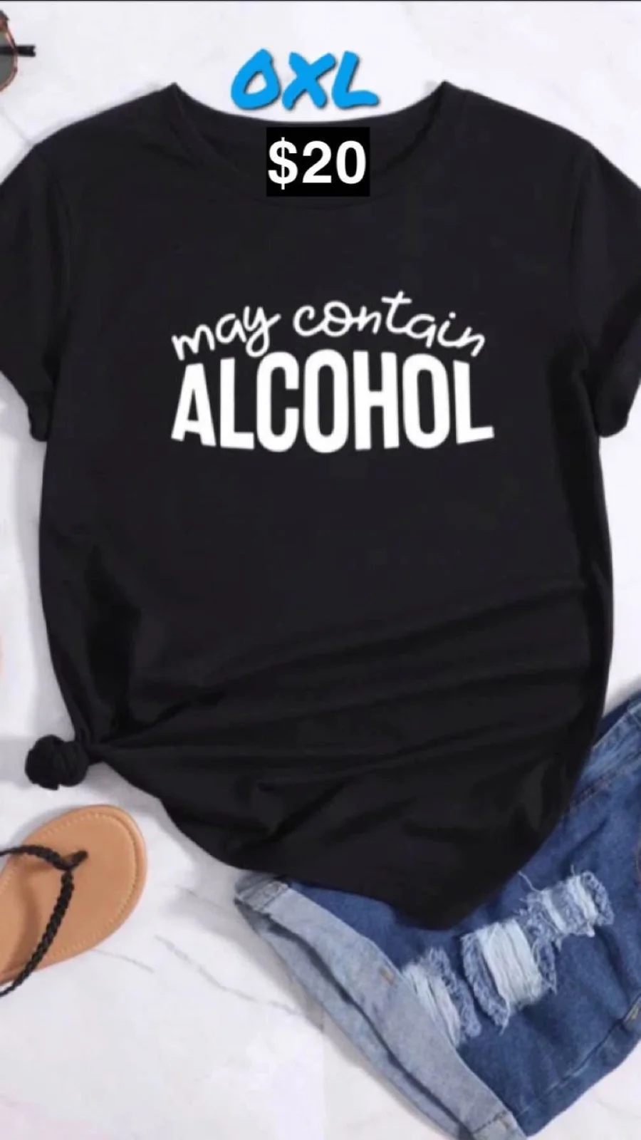 SHEIN May Contain Alcohol Graphic T-Shirt 0XL